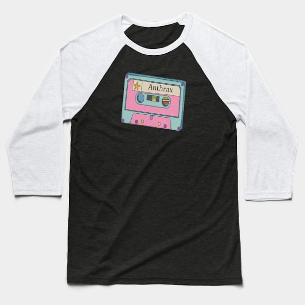 Vintage Cassette Tape Anthrax Baseball T-Shirt by Beban Idup